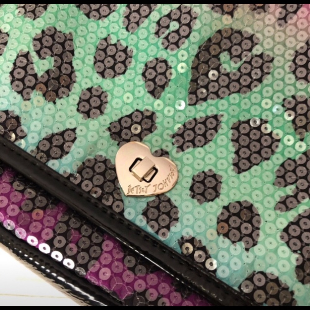 Betsey Johnson Sequin Leopard Print Flap Bag - Picture 3 of 8